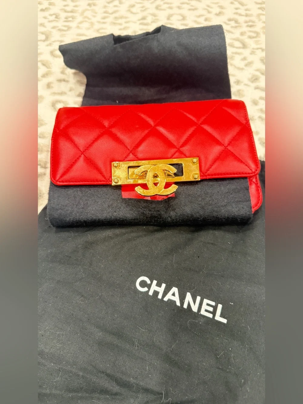Chanel Red Quilted Leather lambskin WOC with Gold Hardware